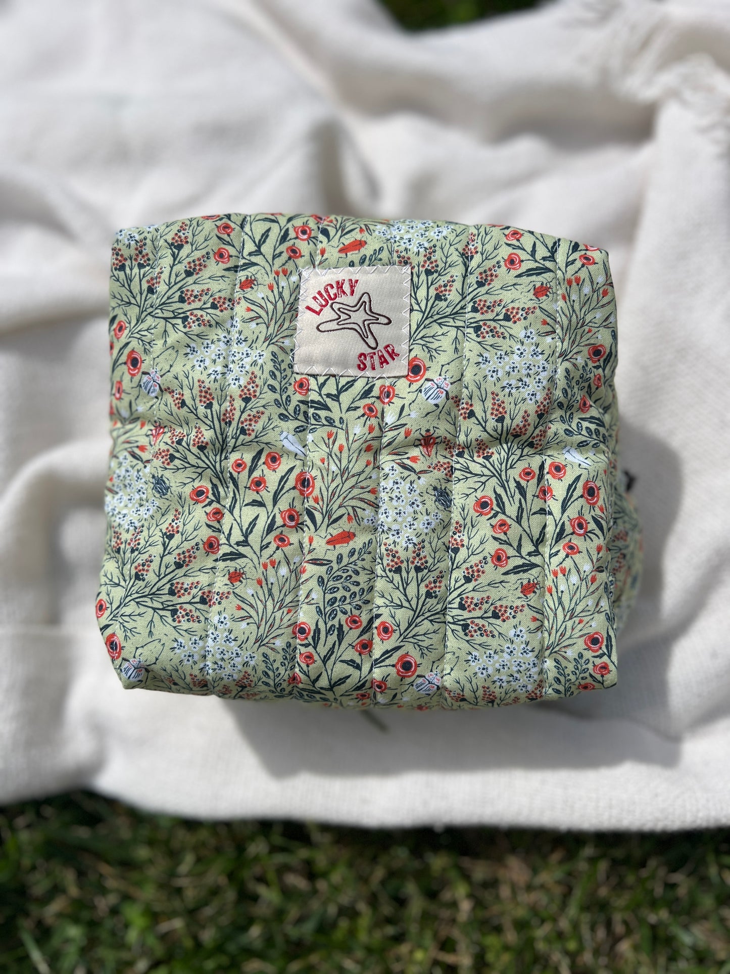 Poppies & Bugs Quilted Make-Up Bag