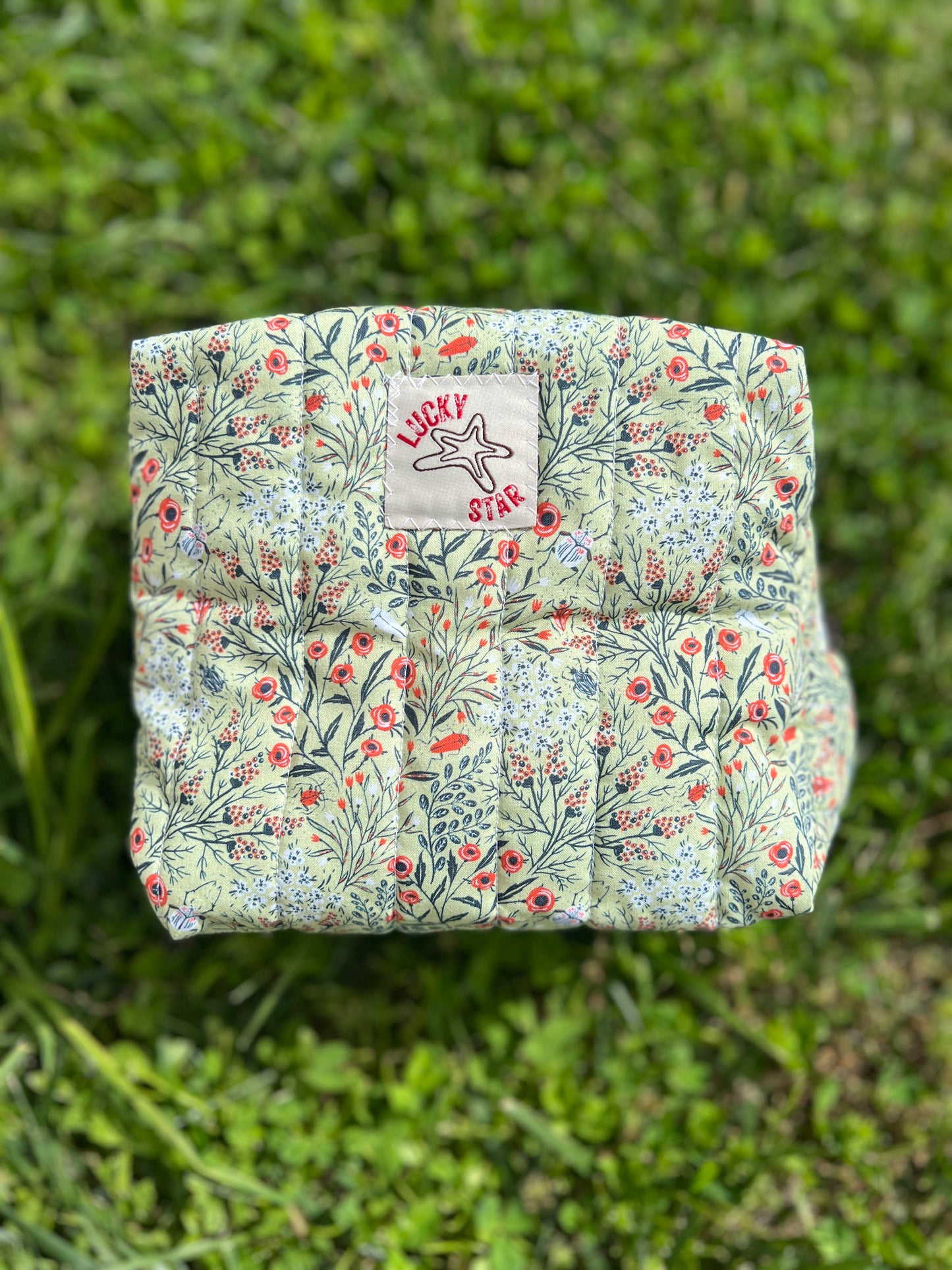 Poppies & Bugs Quilted Make-Up Bag