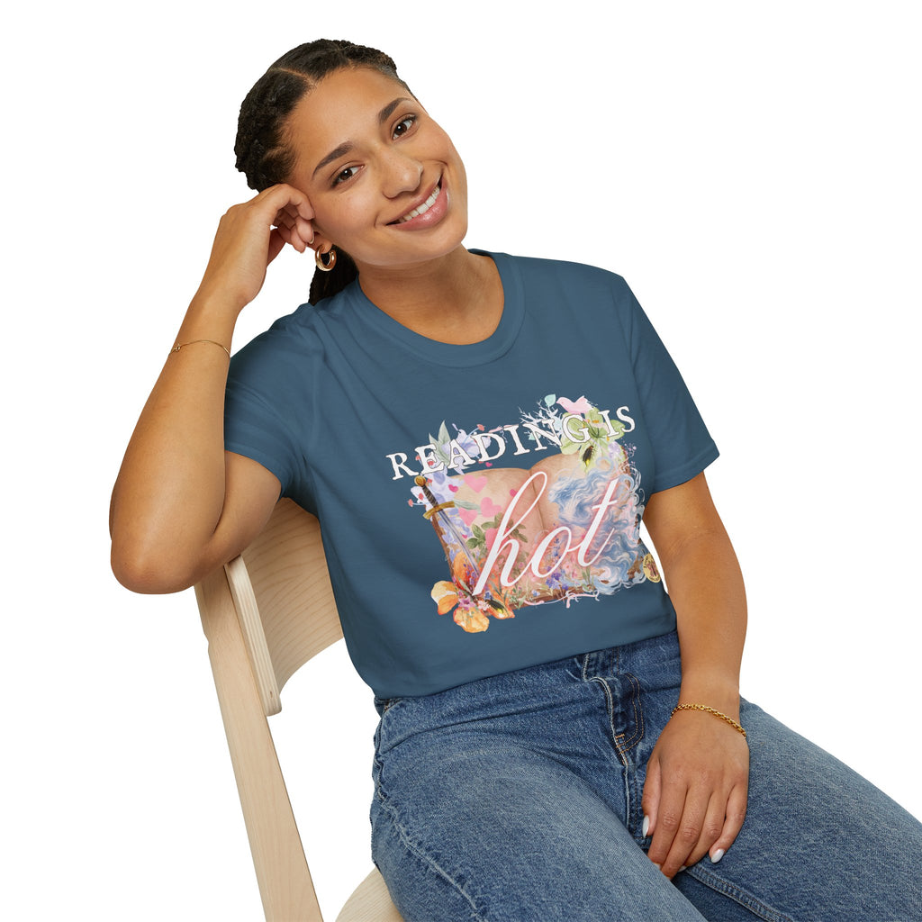 Reading is Hot Unisex T-Shirt - Blue Wind