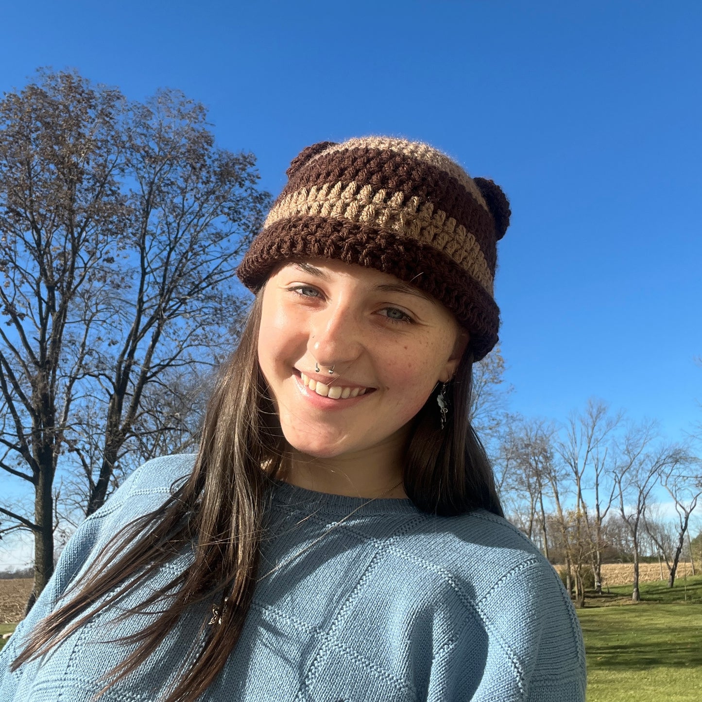 Striped Teddy Bear Hat